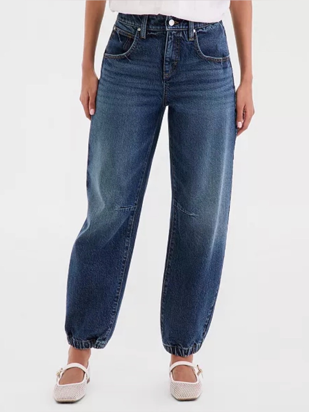 124-INC International Concept High-Rise Barrel-Leg Ankle Jeans Size Petite SZ 8P
